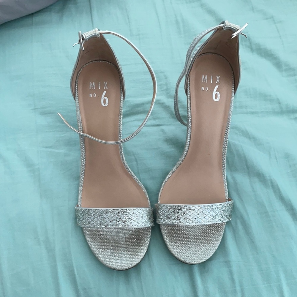 Silver strapy heels